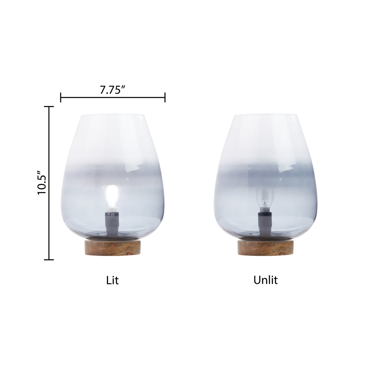River of Goods 10.5" H Briggs Blue/White Ombre Globe-Like Shade Accent Lamp with a Mango Wood Block Base