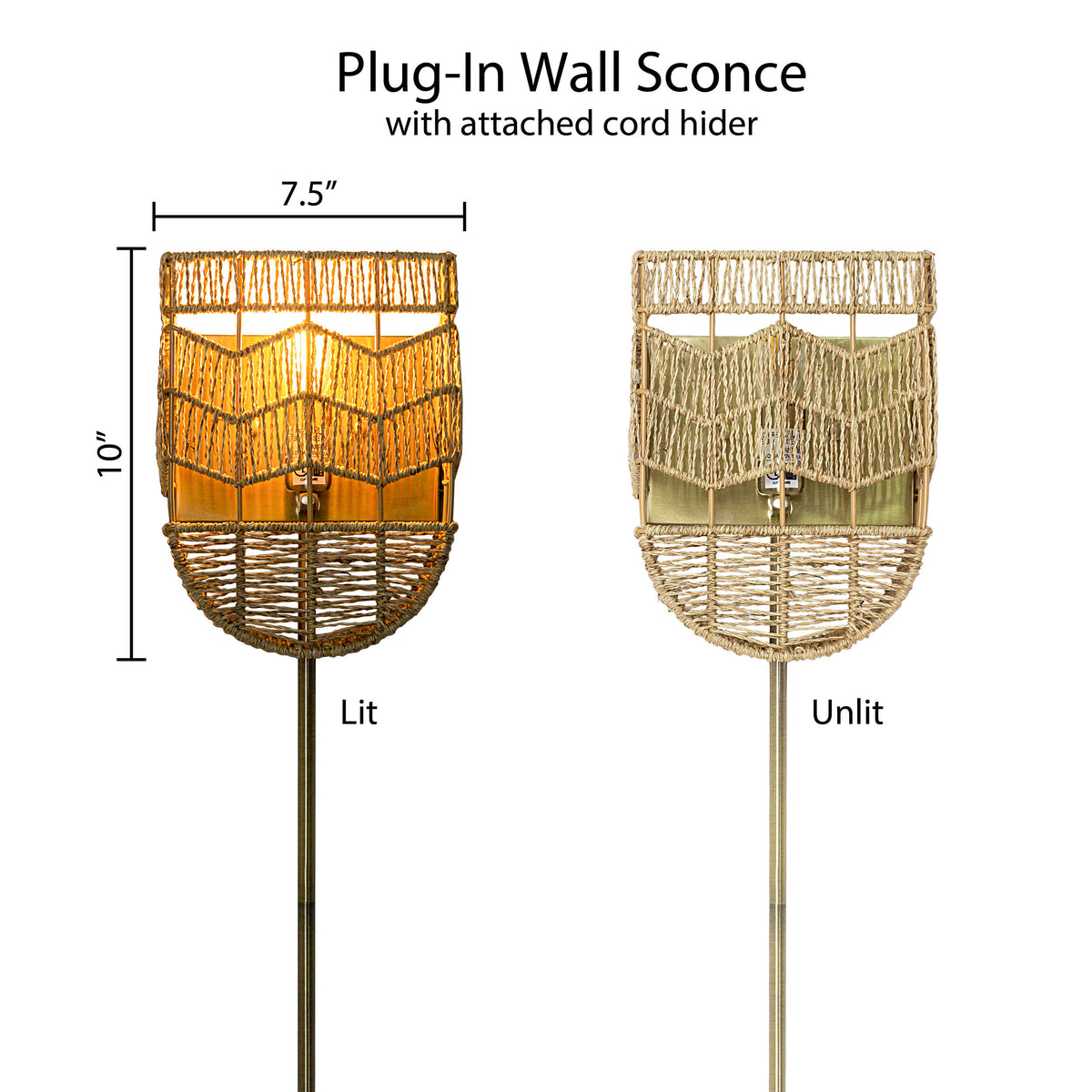 River of Goods 25.75"H Brushed Gold Iron Wall Sconce with Hemp Rope Shade