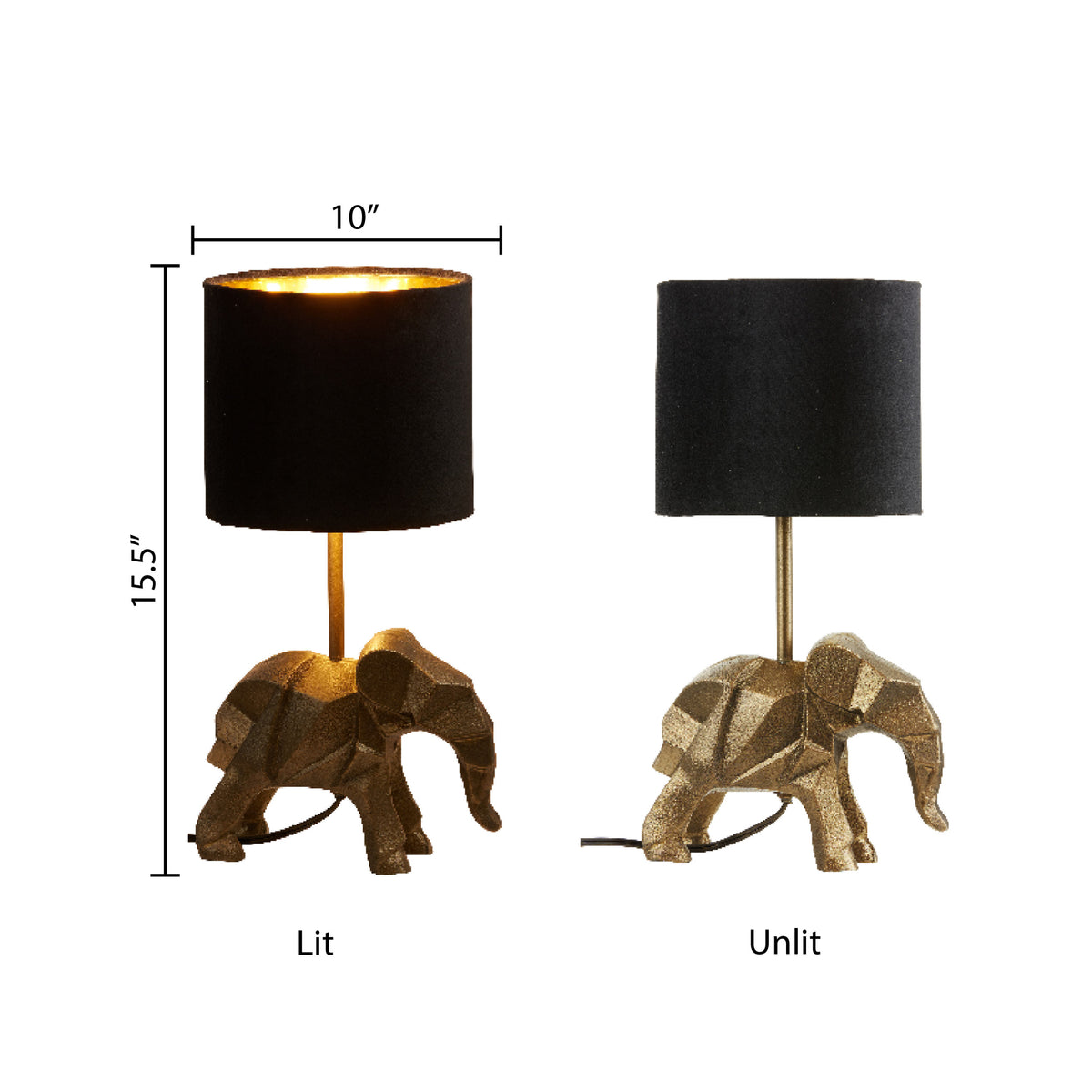 River of Goods 15.5'' H Black Drum Shade with Novelty Elephant Base Table Lamp