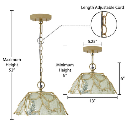 River of Goods 13" L Kate Gold Metal and Silver Glass Pendant Light