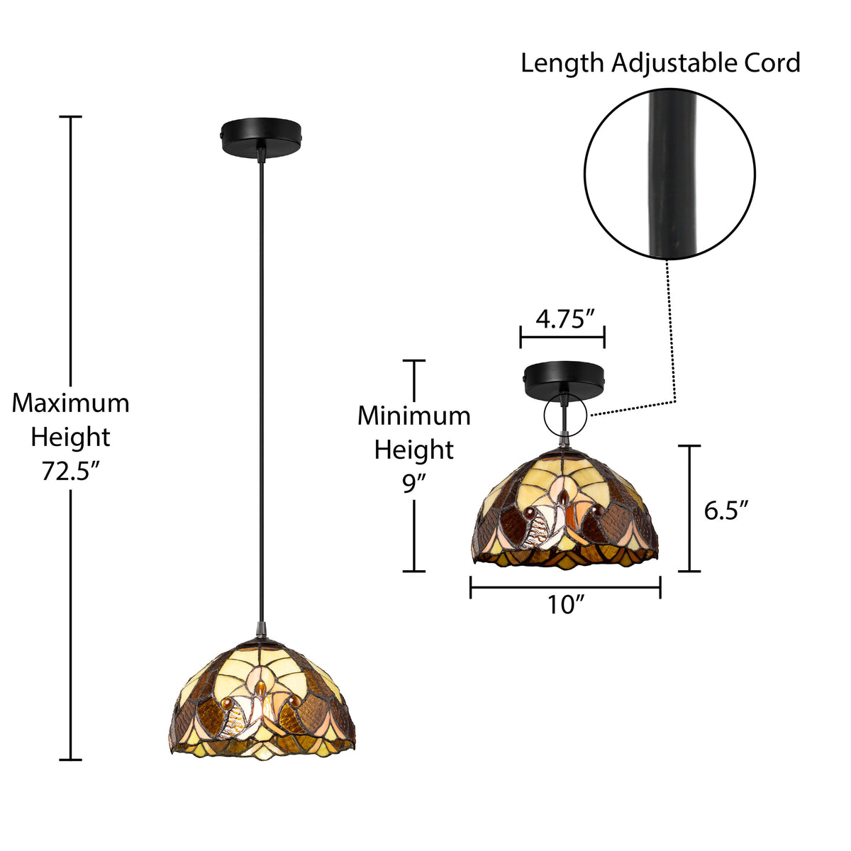 River of Goods 10" W Halston Traditional Amber Dome Shade Pendant