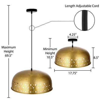 River of Goods Stevie 17.75"W Star-Shaped Cutout Gold Pendant Light