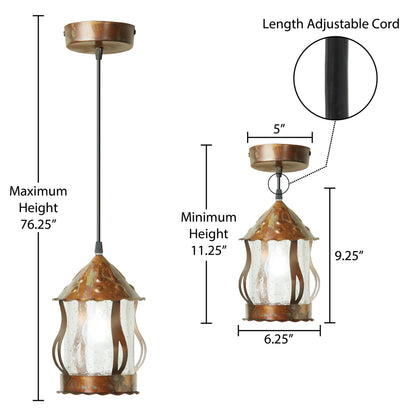 River of Goods 6.25" W 1-Light Cormac Metal and Glass Pendant