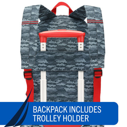 Nautica Kids 18" Airline Approved 5-Piece Carry-on Suitcase Set | Shark Attack