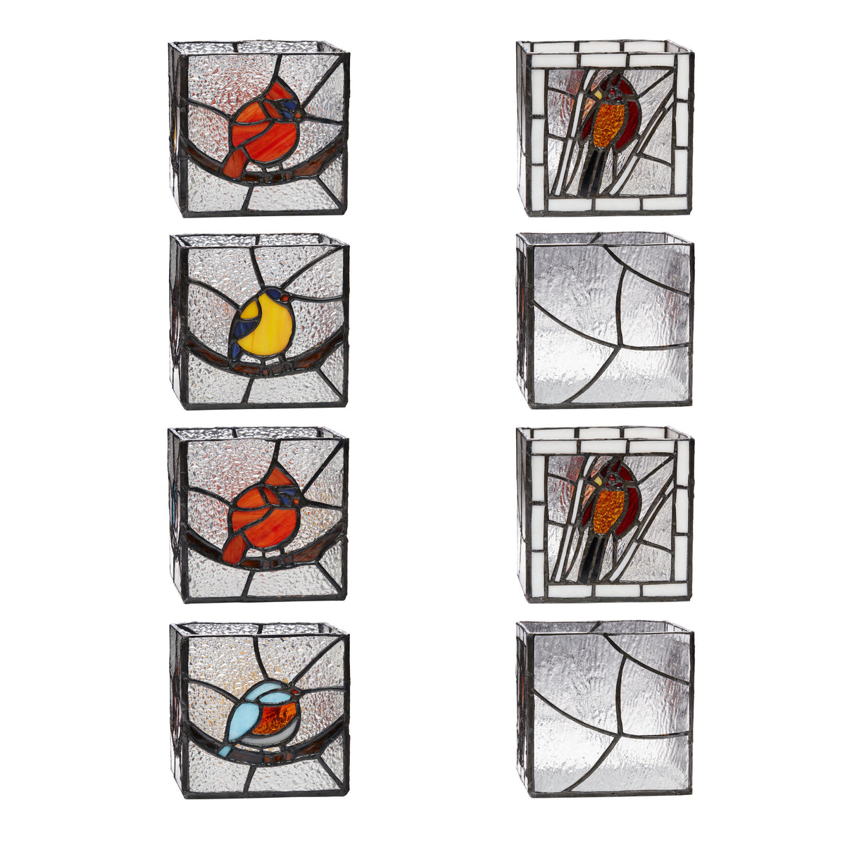 River of Goods Beautiful Birds Stained Glass Candle Holder Set