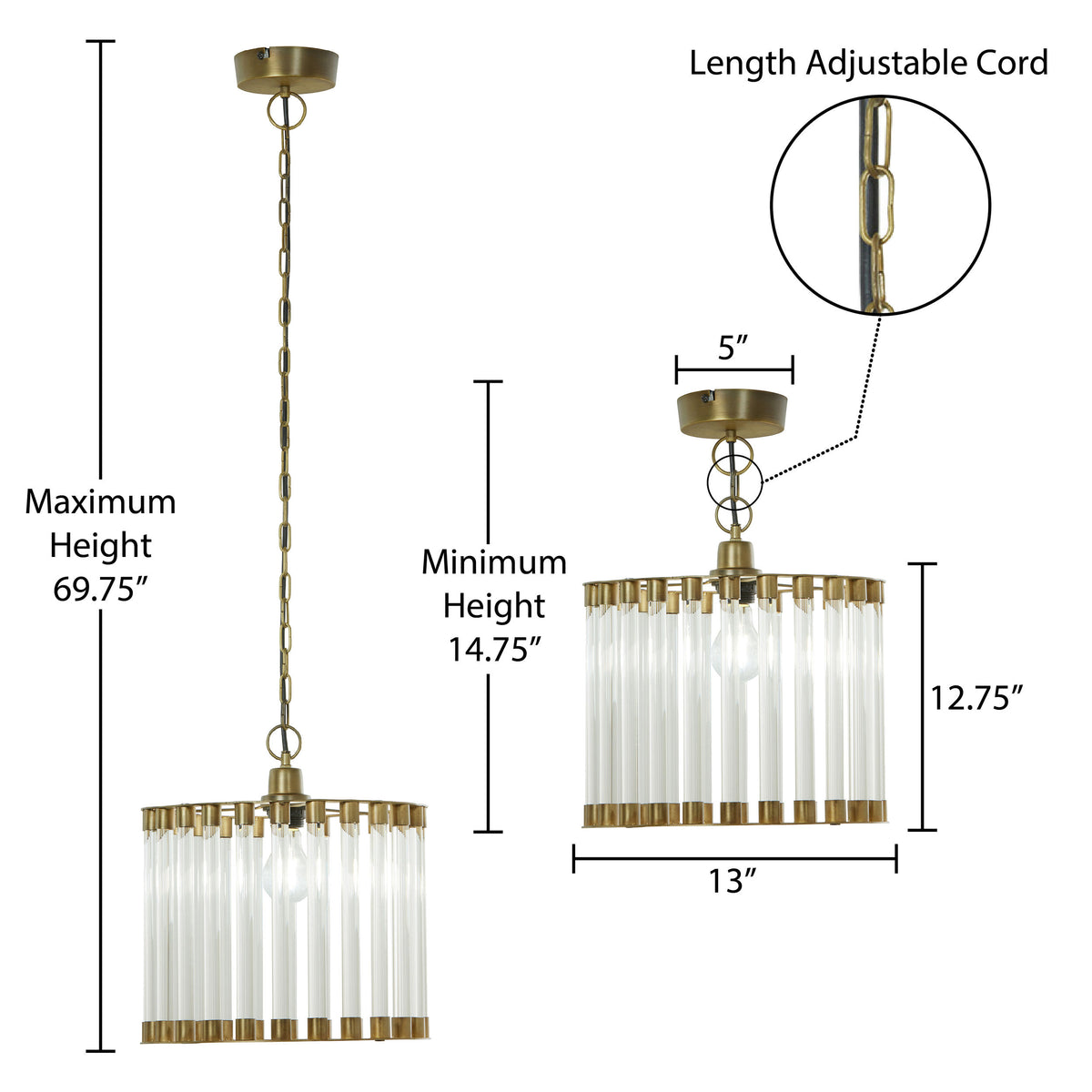 River of Goods 13" W Adalee Clear and Gold Glass and Metal Pendant Light