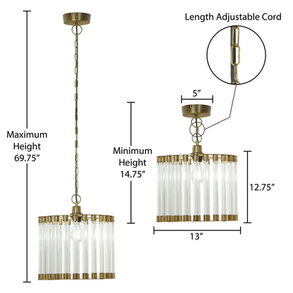 River of Goods 13" W Adalee Clear and Gold Glass and Metal Pendant Light
