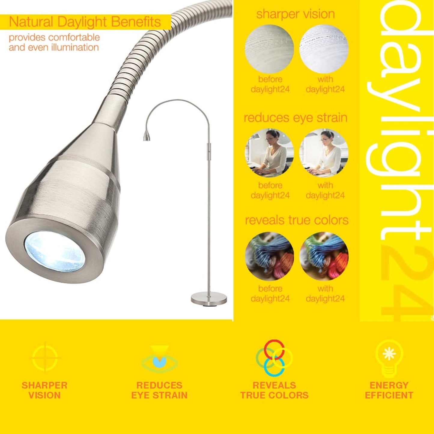 FOCUS PRO Natural Daylight Replaceable-LED Floor Lamp - Nickel