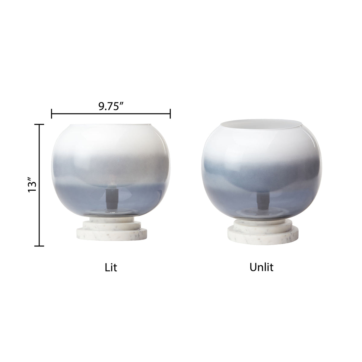 River of Goods 13" H Emily White and Blue Ombre Stacked Base Globe Shade Accent Lamp