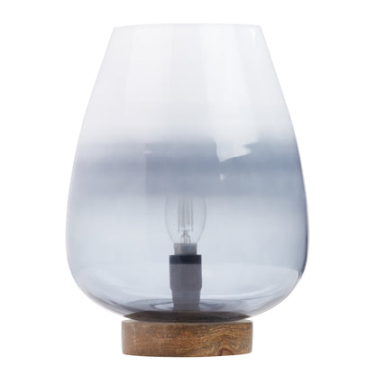 River of Goods 10.5" H Briggs Blue/White Ombre Globe-Like Shade Accent Lamp with a Mango Wood Block Base