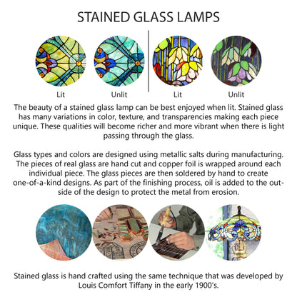 River of Goods 21'' H Bryant Prairie Style Stained Glass Table Lamp with Black Block Base