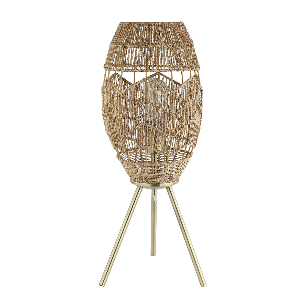 River of Goods Moira 23.5" High Brushed Gold Iron Table Lamp with Round Tan Hemp Rope Shade