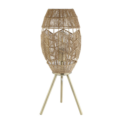 River of Goods Moira 23.5" High Brushed Gold Iron Table Lamp with Round Tan Hemp Rope Shade