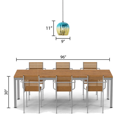 River of Goods 9" W Nalia Glam Gold and Teal Mercury Glass Globe Shade Pendant Light