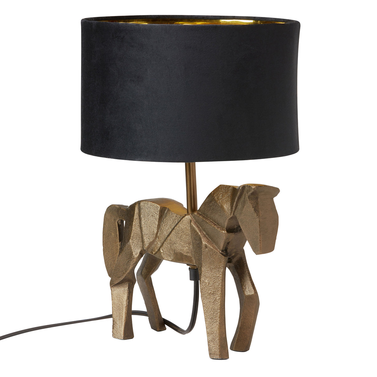 River of Goods 17.75 H Gold Origami Horse Base Table Lamp with Black Drum Shade