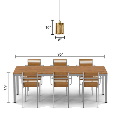 River of Goods 5" W Maxine Brushed Gold Metal Pendant Light with Wood Shade