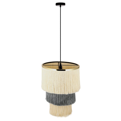 River of Goods Mylo 18"W Cream and Grey Fringe Pendant Light