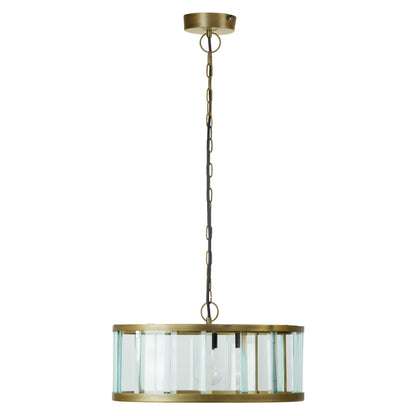 River of Goods 17" W Angelina Gold Metal and Beveled Glass Pendant