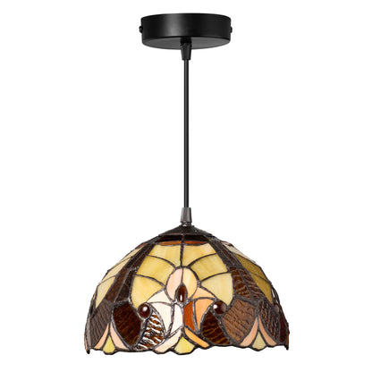 River of Goods 10" W Halston Traditional Amber Dome Shade Pendant