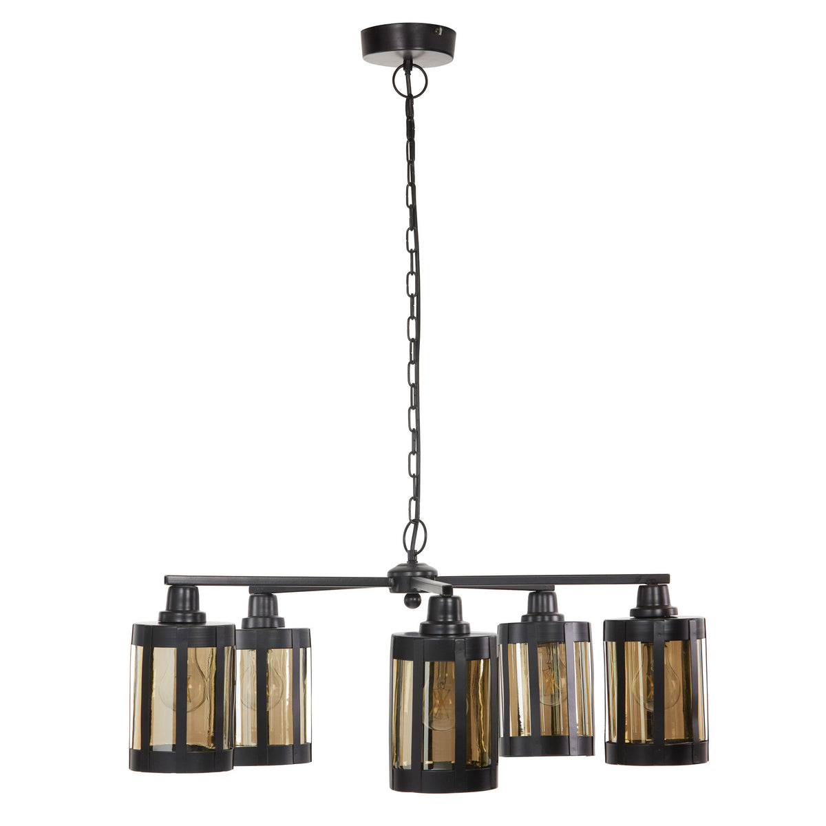 River of Goods 25" W 5-Light Oliver Metal and Glass Chandelier