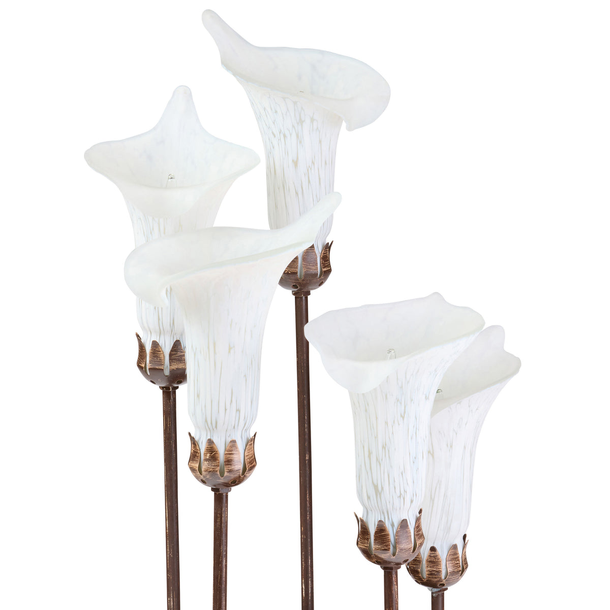 River of Goods 19.5" H Calla Lily Bronze Base with White Glass Bell Shades Candlestick Table Lamp