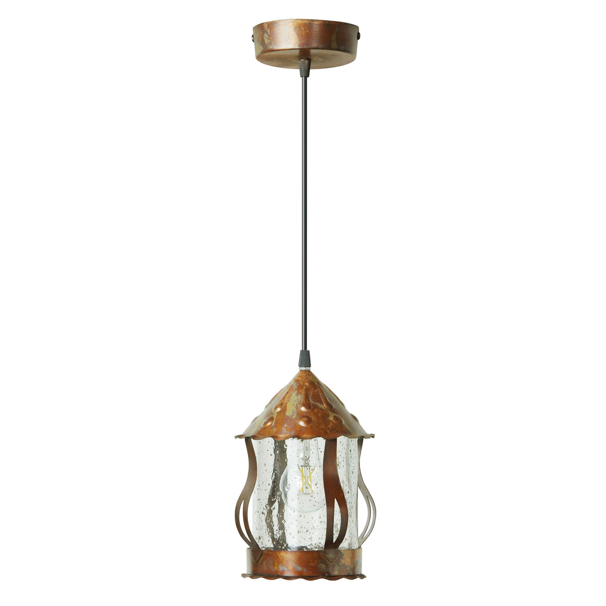 River of Goods 6.25" W 1-Light Cormac Metal and Glass Pendant