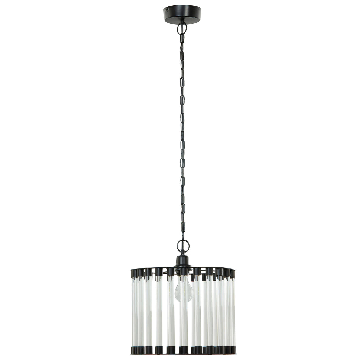 River of Goods 13" W Adalee Clear and Black Glass and Metal Pendant Light