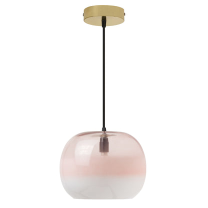 River of Goods 9.8" W Danielle Glam Pink/White Globe Shade Pendant