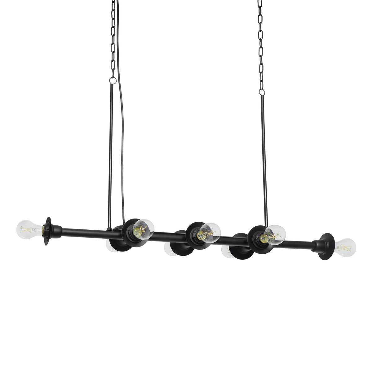River of Goods 48" L 8-Light Mariko Black Metal Industrial Chandelier