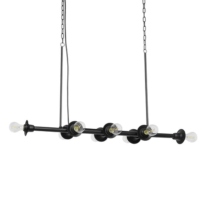 River of Goods 48" L 8-Light Mariko Black Metal Industrial Chandelier