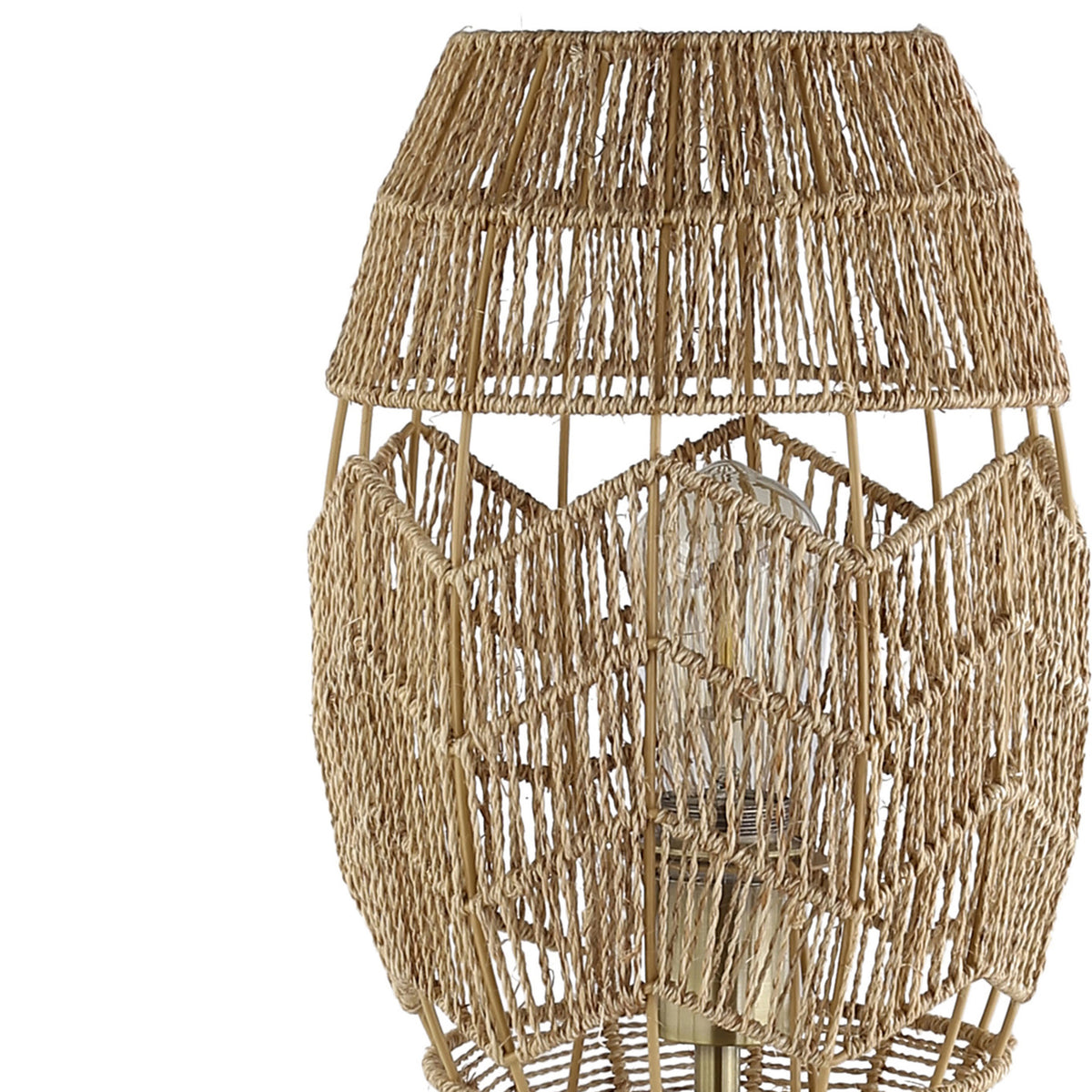 River of Goods Moira 23.5" High Brushed Gold Iron Table Lamp with Round Tan Hemp Rope Shade