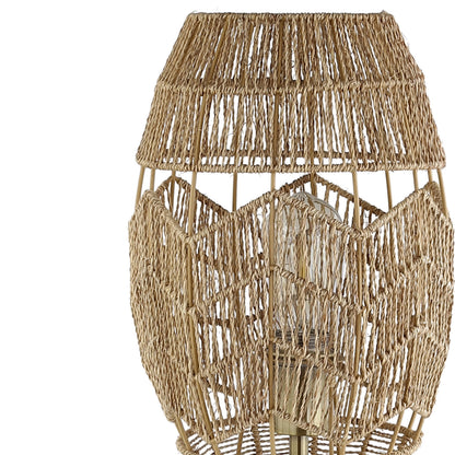 River of Goods Moira 23.5" High Brushed Gold Iron Table Lamp with Round Tan Hemp Rope Shade