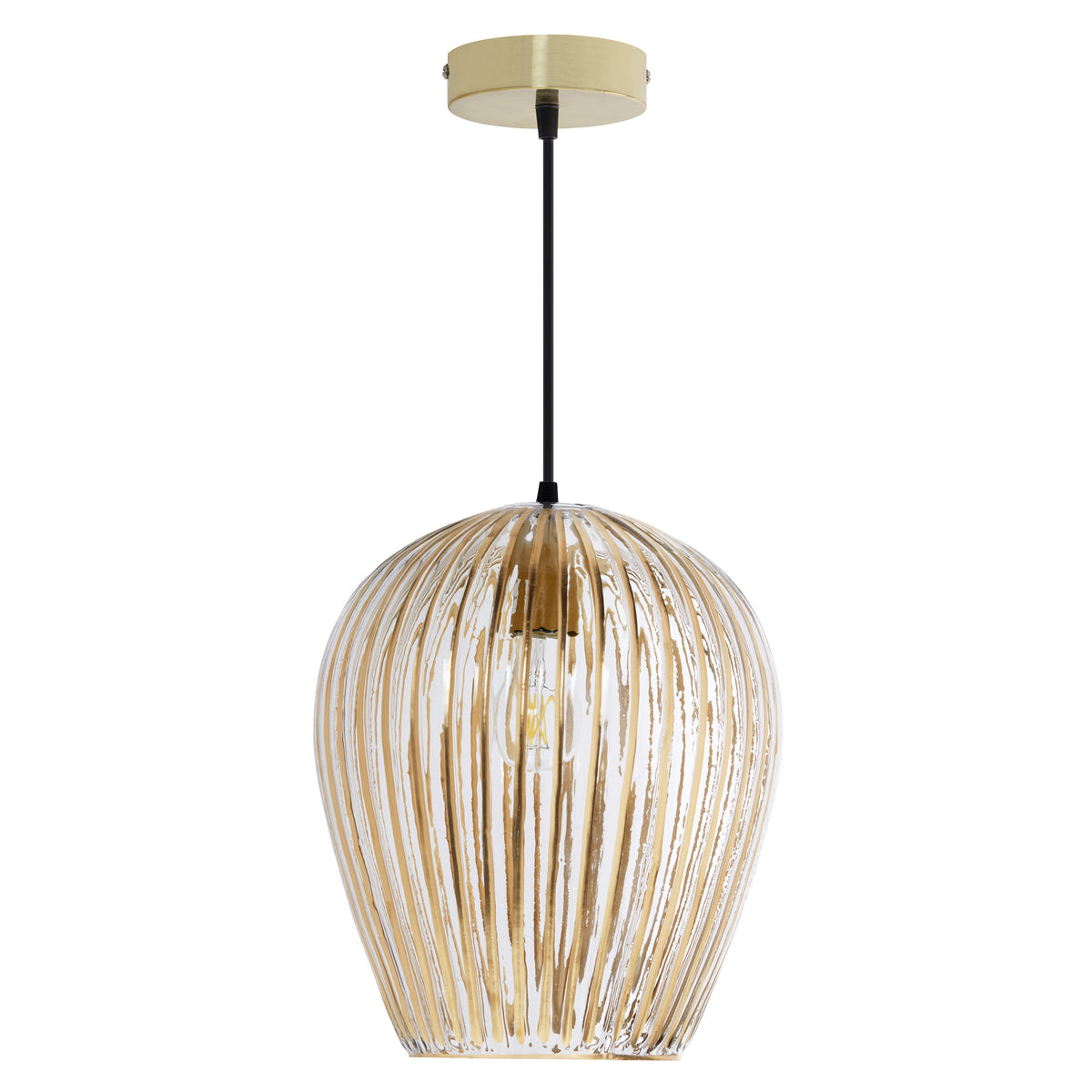 River of Goods 10.75" W Zoe Modern Clear and Gold Dome Shade Pendant