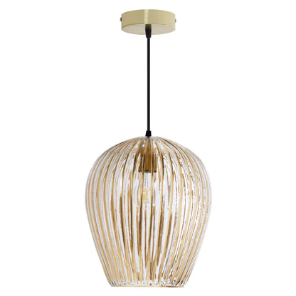 River of Goods 10.75" W Zoe Modern Clear and Gold Dome Shade Pendant