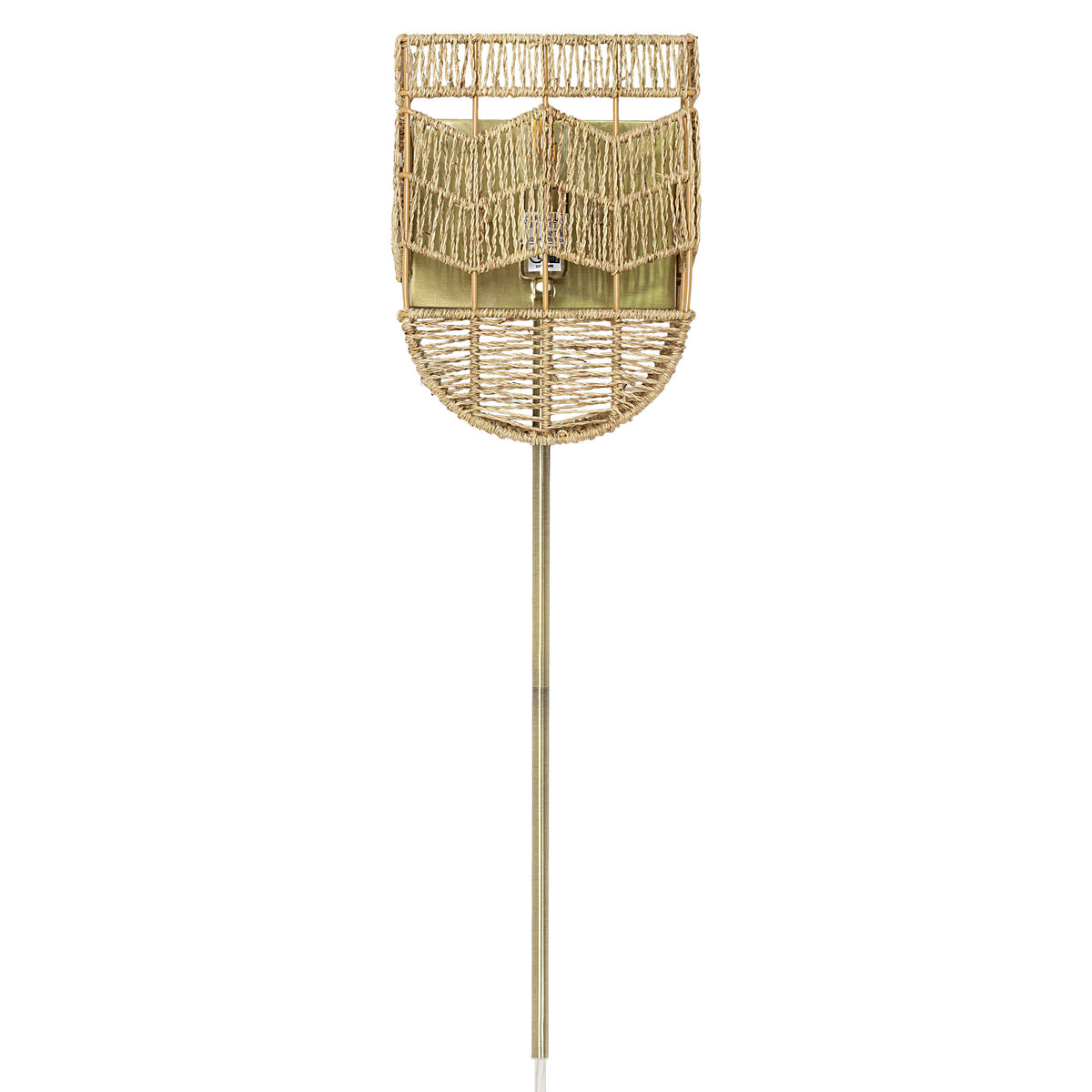 River of Goods 25.75"H Brushed Gold Iron Wall Sconce with Hemp Rope Shade