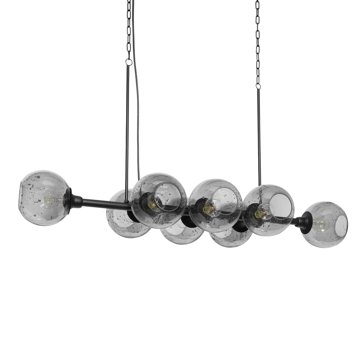 River of Goods 48" L 8-Light Mariko Black Metal and Smoked Glass Chandelier