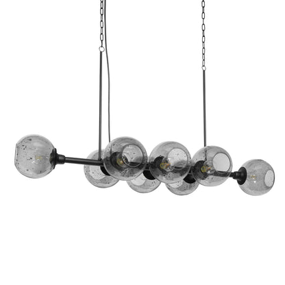 River of Goods 48" L 8-Light Mariko Black Metal and Smoked Glass Chandelier
