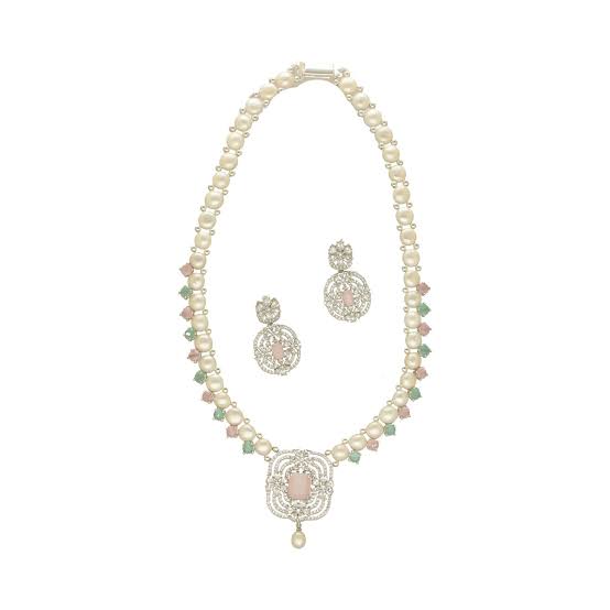MGR Women's Pastel Gemstone & Pearl Beaded Necklace Set