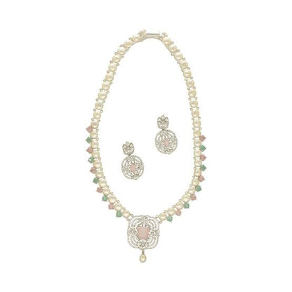 MGR Women's Pastel Gemstone & Pearl Beaded Necklace Set