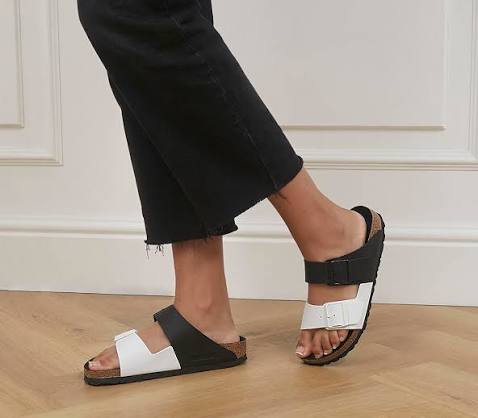 Birkenstock Arizona Split Birko-Flor Black / White Sandals