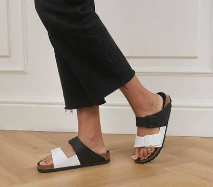 Birkenstock Arizona Split Birko-Flor Black / White Sandals