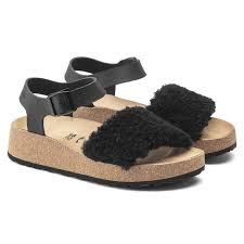 Birkenstock Glenda Natural Leather/ Shearling Teddy Black