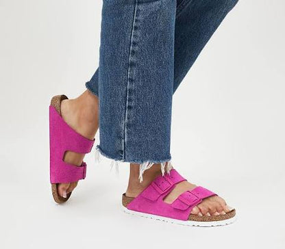 Birkenstock Unisex Arizona Shearling Suede Leather Fichsia Tulip