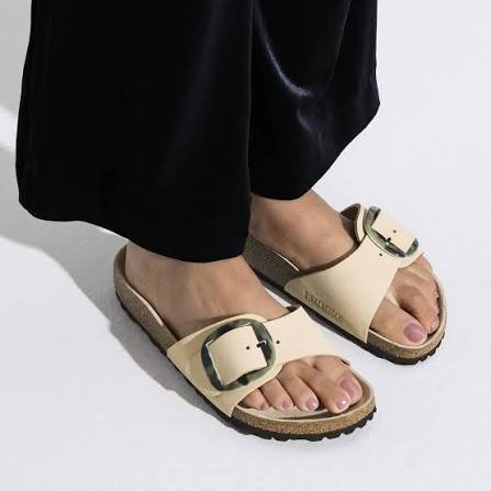 Birkenstock Madrid Big Buckle Nubuck Leather Almond Sandals