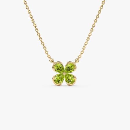 Peridot Swarovski Crystal Necklace – Crystal Four Leaf Clover Pendant Necklace