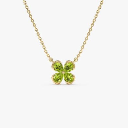 Peridot Swarovski Crystal Necklace – Crystal Four Leaf Clover Pendant Necklace