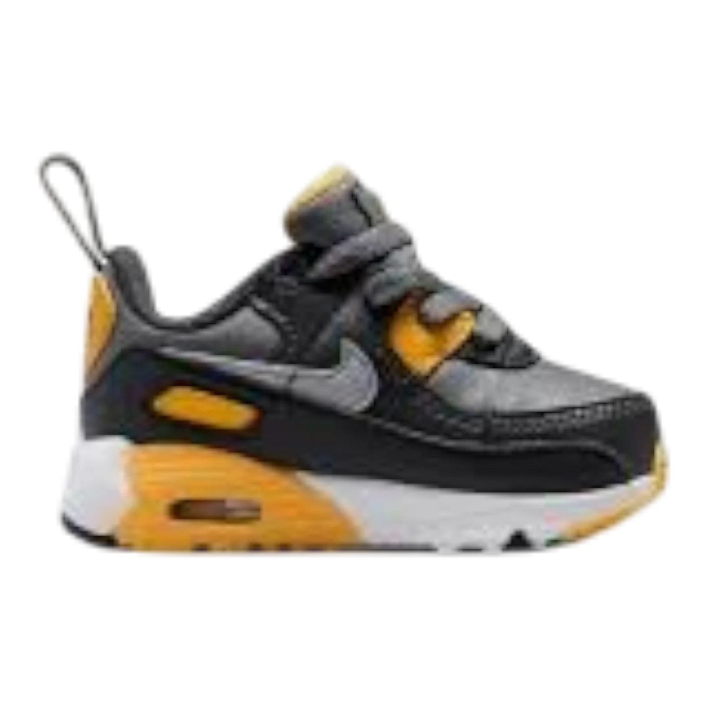 Nike Air Max 90 EasyOn Toddler (TD) Sneakers — Smoke Grey & Yellow Low-Top