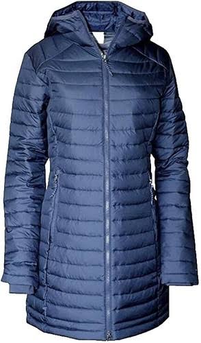 White Mark Women's Plus Size Metallic Puffer Coat with Hoodie
