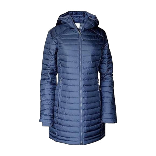 White Mark Women's Plus Size Metallic Puffer Coat with Hoodie