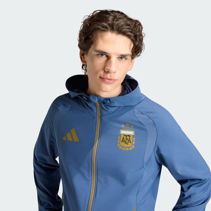 [jz6313] Mens Adidas Afa Argentina Tiro Travel Full Zip Windbreaker - Crew Blue